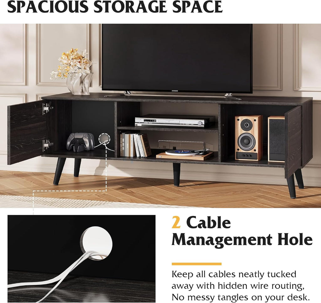 GALAXHERO TV Stand for 55 60 inch TV Rustic Entertainment Center with Storage Cabinets TV Console for Living Room, Long TV Cabinet