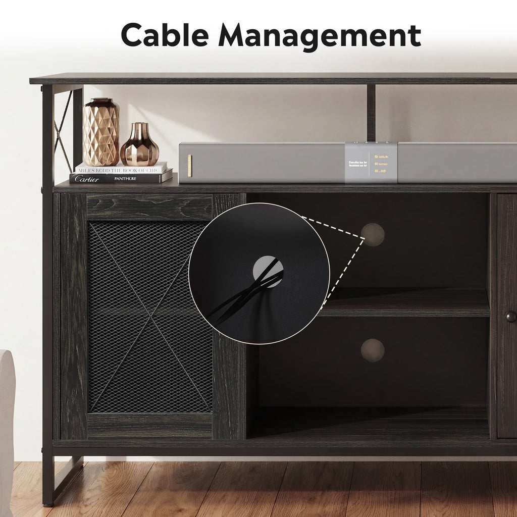 GALAXHERO Tall TV Stand for TVs up to 55", Farmhouse Industrial Entertainment Center with Storage, Media Console for Living Room Bedroom