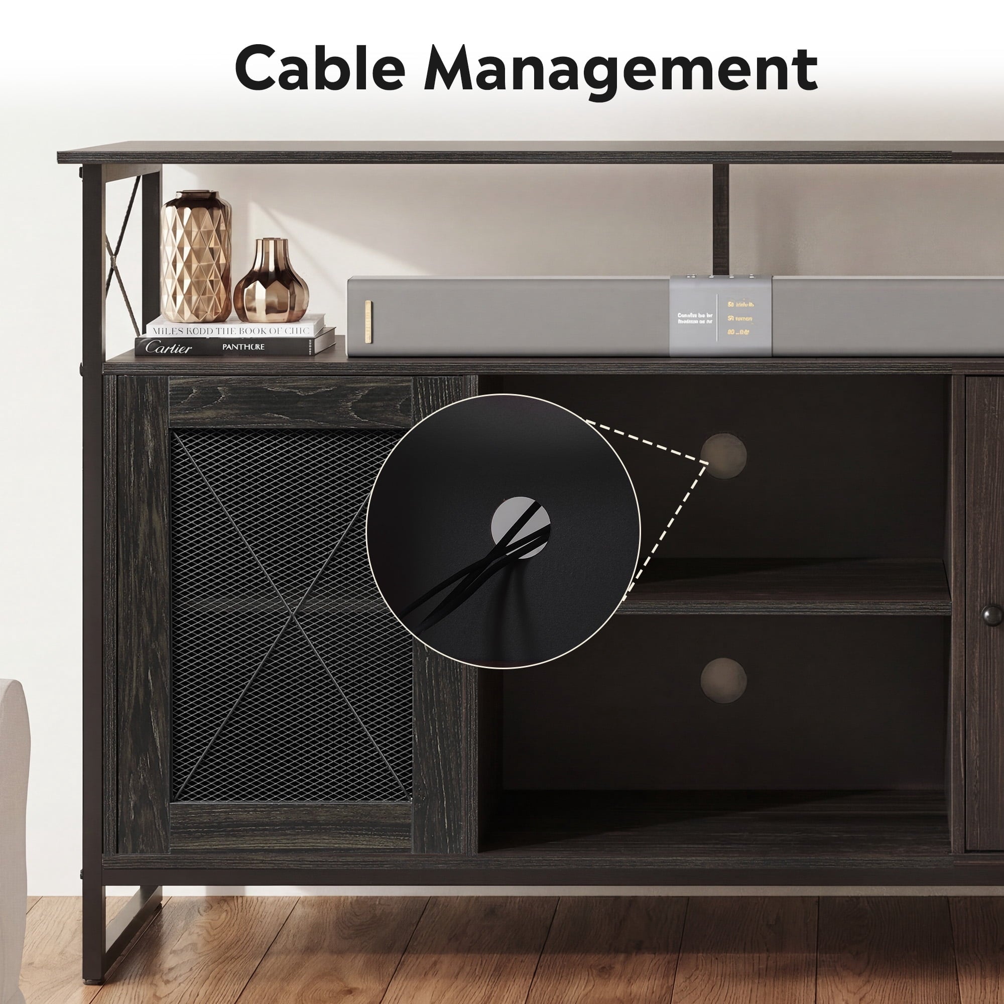 GALAXHERO Tall TV Stand for TVs up to 55", Farmhouse Industrial Entertainment Center with Storage, Media Console for Living Room Bedroom