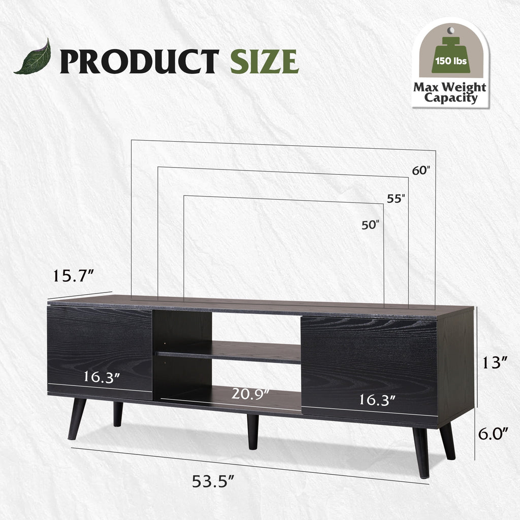 GALAXHERO TV Stand for 55 60 inch TV Rustic Entertainment Center with Storage Cabinets TV Console for Living Room, Long TV Cabinet