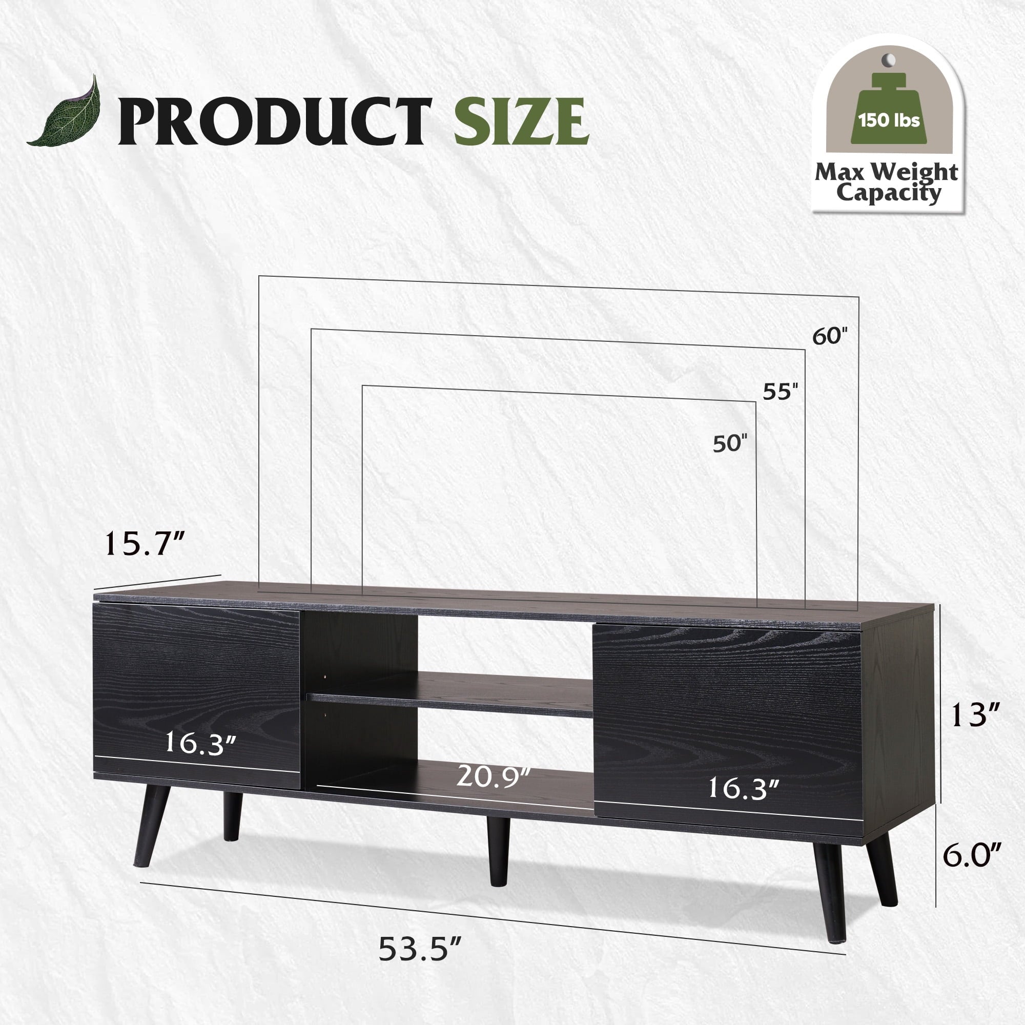 GALAXHERO TV Stand for 55 60 inch TV Rustic Entertainment Center with Storage Cabinets TV Console for Living Room, Long TV Cabinet