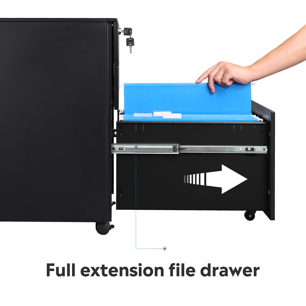 GALAXHERO Filing Cabinet 3 Drawer with Lock, Rolling File Cabinet for Home Office, Fully Assembled Under Desk Storage