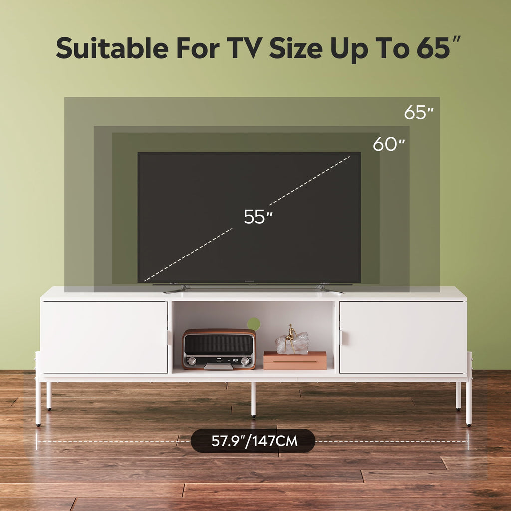 GALAXHERO TV Stand Modern Entertainment Center with Storage Cabinets and Metal Legs for Bedroom and Living Room, TV Console, 65 Inch