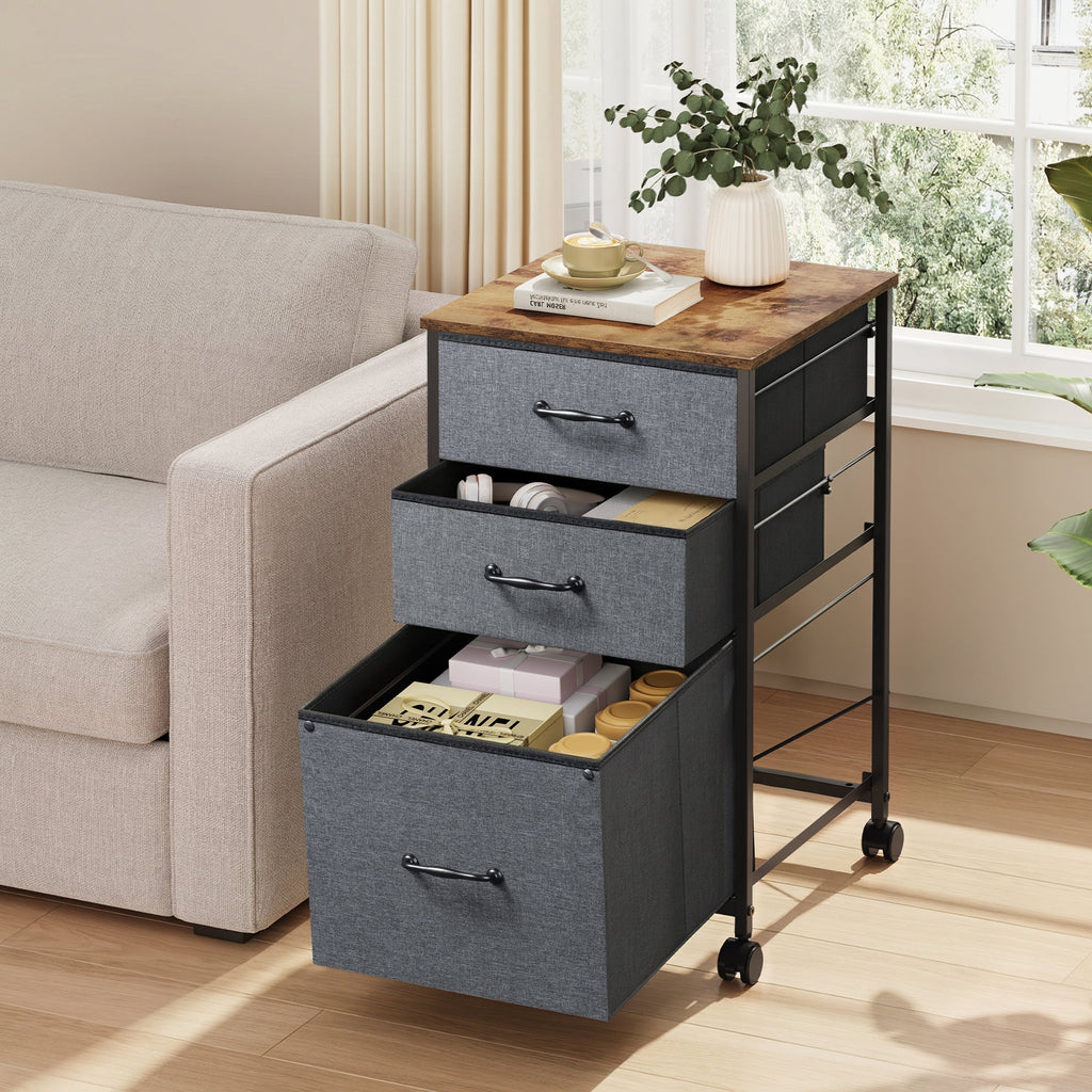 GALAXHERO 3 Drawers Mobile File Cabinet, Desk Table Cabinet Fits A4/Letter Size, Home Office Furniture,  Wood Grain