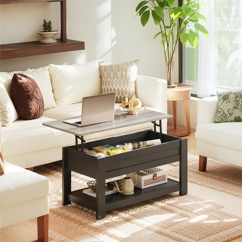 GALAXHERO 39" Lift Top Coffee Table with Hidden Storage and Storage Shelf Lift Up Coffee Table for Living Room