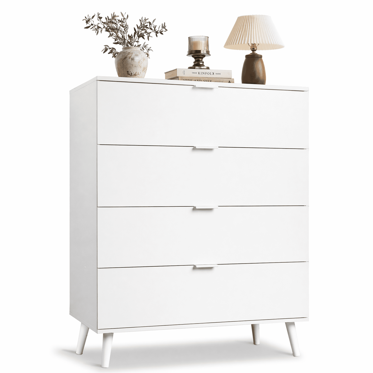 GALAXHERO 4 Drawer Dresser, Modern Chest of Drawers for Bedroom, Tall Wood Storage Organizer for Living Room, Closet, Hallway, Dorm Room