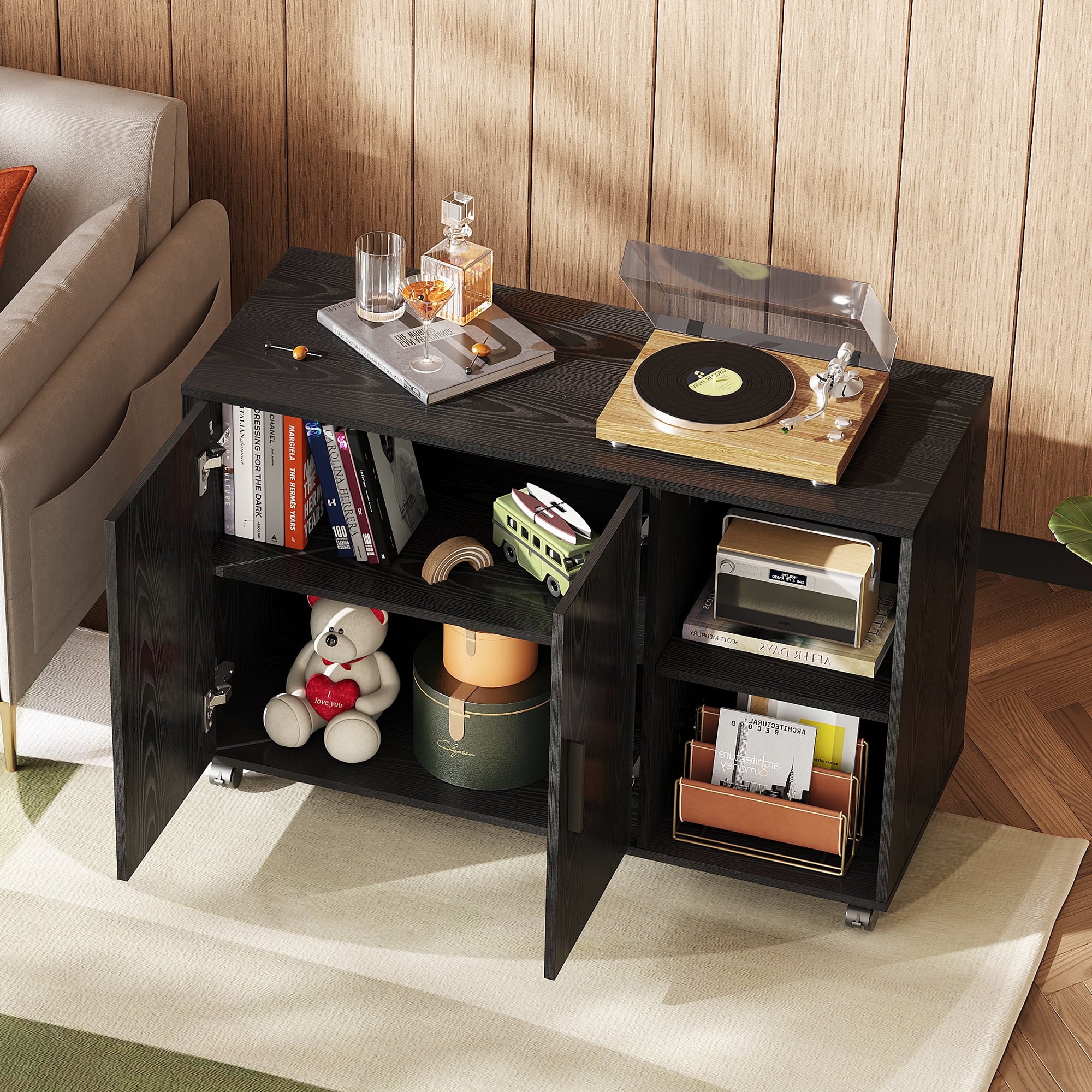 GALAXHERO Wood Storage Cabinets with Doors and Shelves, Lateral File Cabinet & Printer Stand with Storage for Home Office