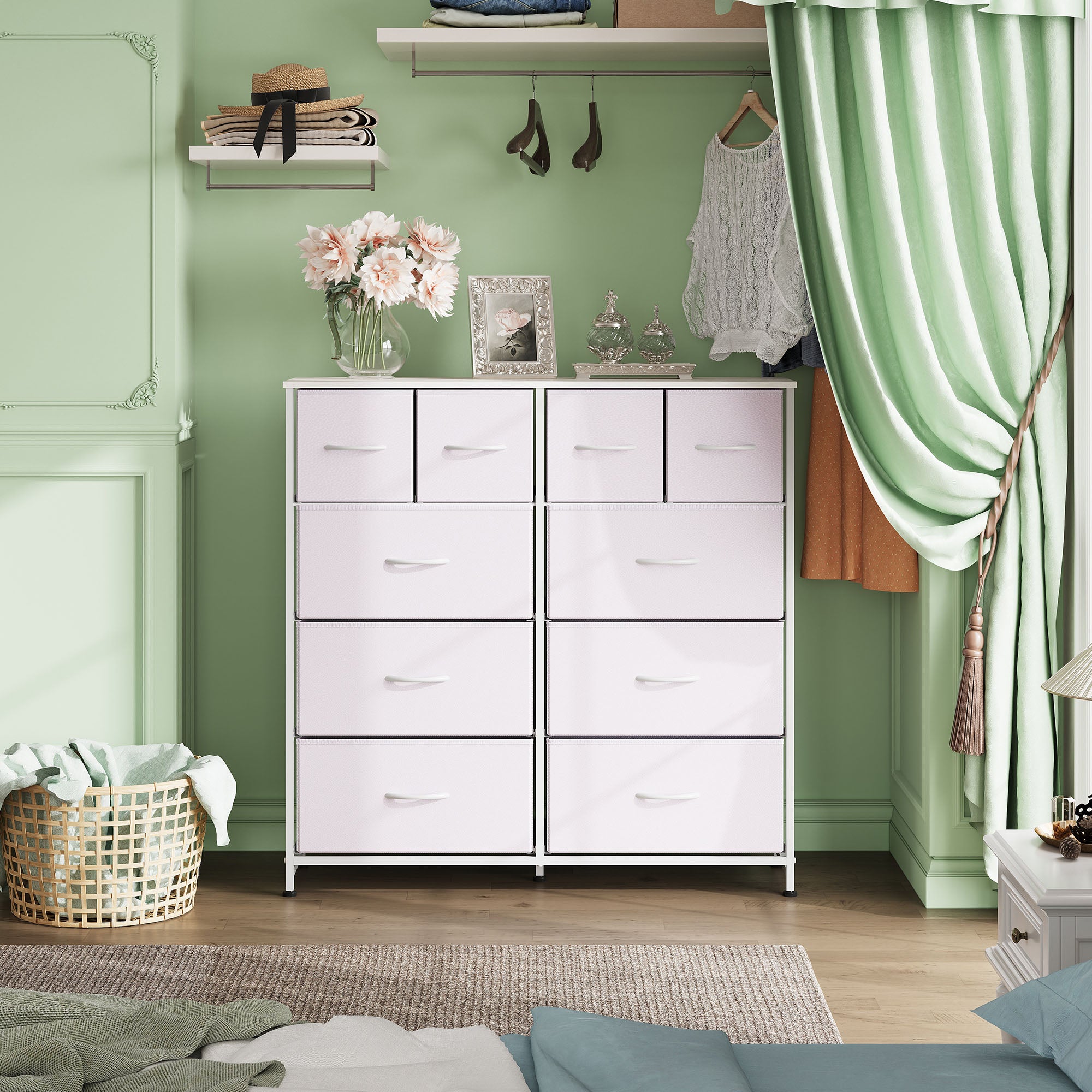 GALAXHERO Dresser for Bedroom with 10 Drawers, Wide Fabric Dresser for Storage and GALAXHERO Organization, Chest of Drawers for Living Room, Hallway, Closet