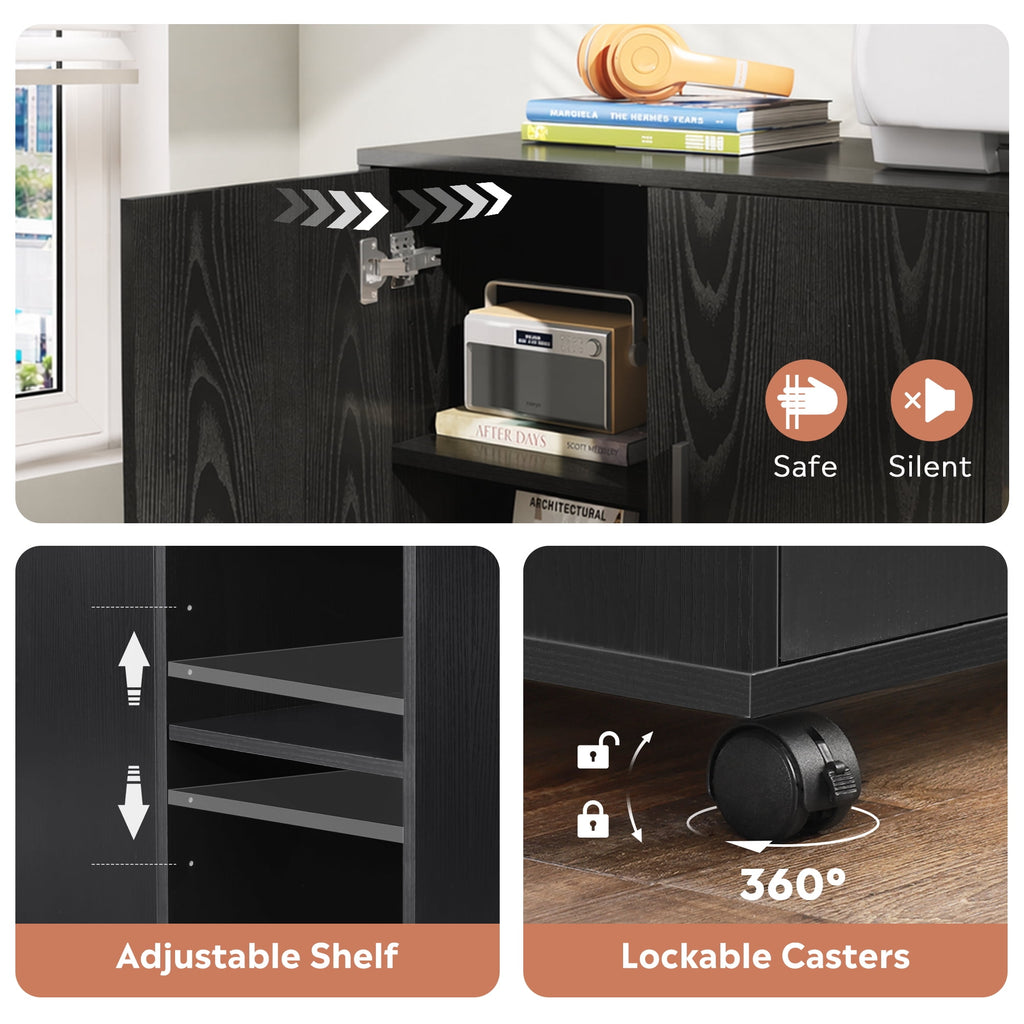 GALAXHERO Wood Storage Cabinets with Doors and Shelves, Lateral File Cabinet & Printer Stand with Storage for Home Office