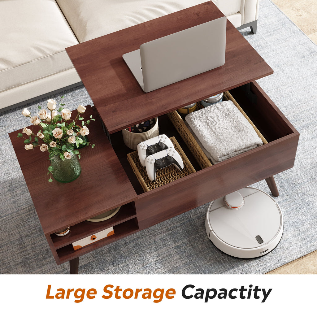 GALAXHERO Coffee Table with Removable Storage Shelves Lift Top Small Coffee Table for Living Room