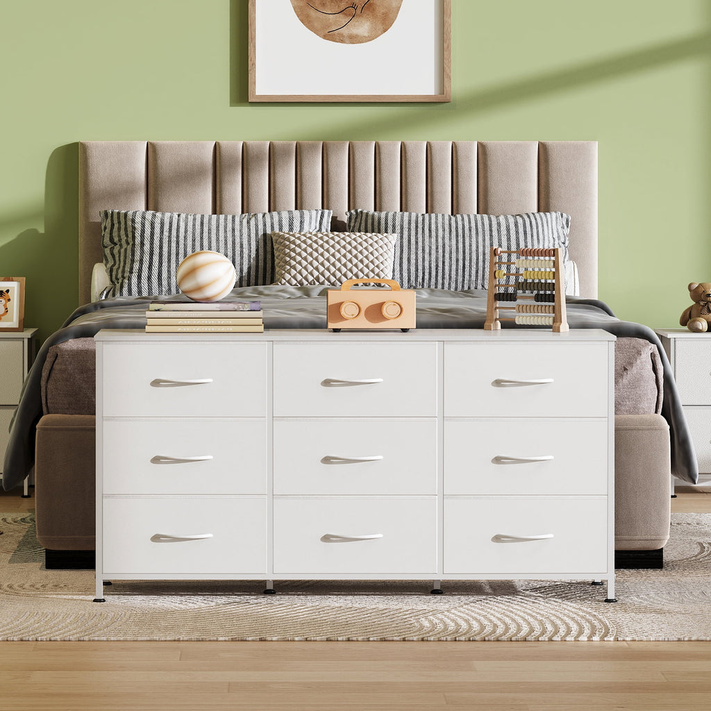 GALAXHERO Fabric Dresser for Bedroom, 9 Drawers Dresser with Wood Top, TV Stand for 55'' TV,  Chest of Drawers for Closet, Living Room,  47''W