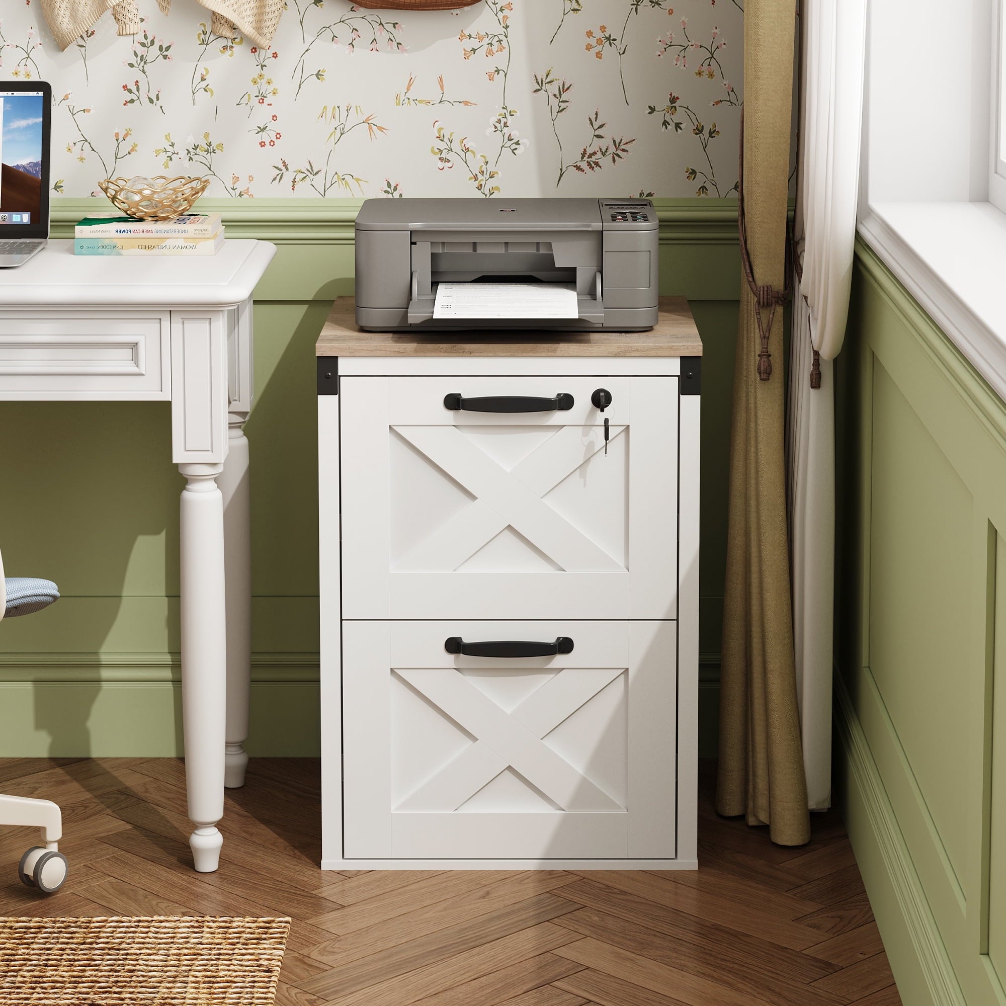 GALAXHERO 2 Drawer File Cabinets with Lock, Wood Filing Cabinet for Home Office, Farmhouse Office Organizer