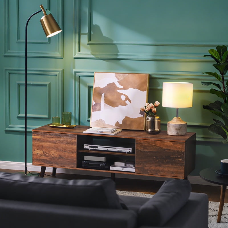 GALAXHERO TV Stand for 55 60 inch TV Rustic Entertainment Center with Storage Cabinets TV Console for Living Room, Long TV Cabinet