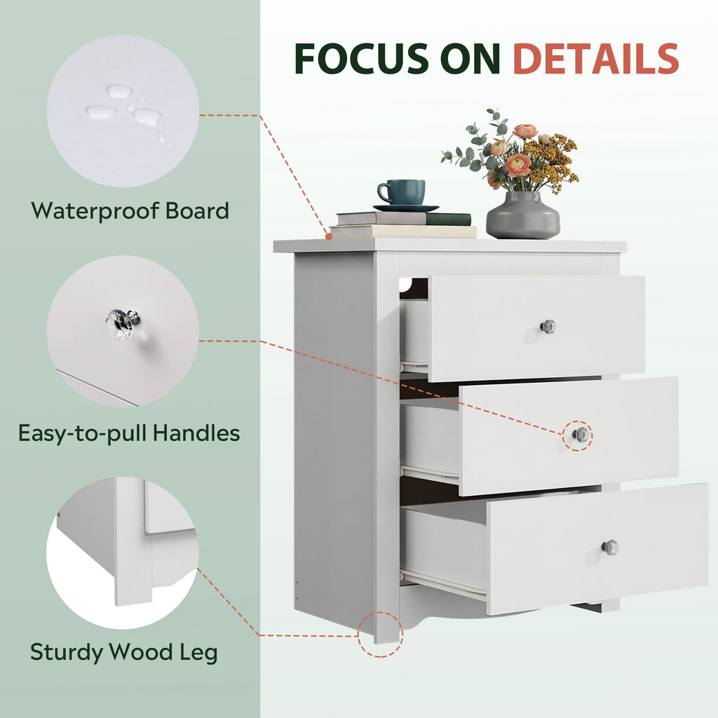 GALAXHERO Tall  Nightstand with Charging Station and 3 Drawers, Wood Bedside End Table with 2 USB Ports & 2 AC Outlets for Bedroom Living Room Dorm
