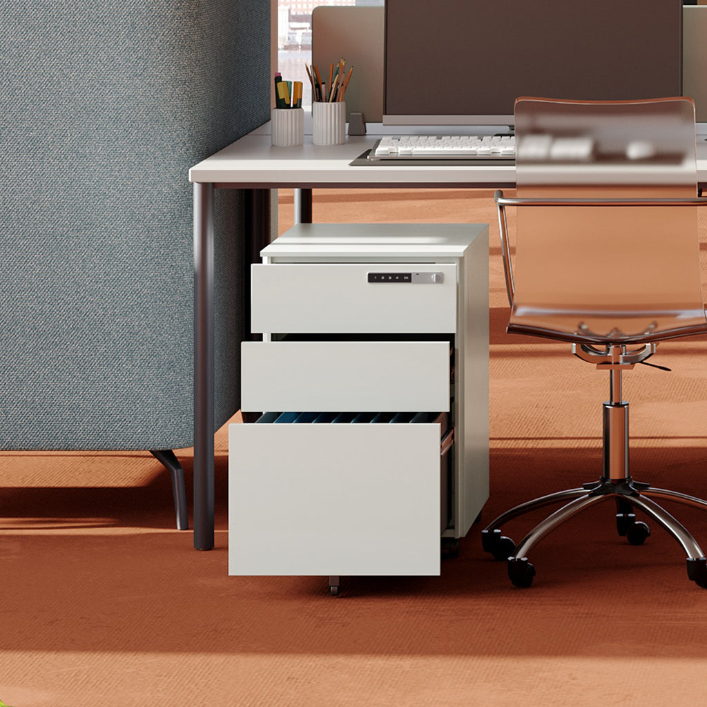 GALAXHERO Metal File Cabinet with Combination Lock, Mobile Drawers on Wheels, 3-Drawer Storage Organizer for Home Office, A4/Letter/Legal Size, White