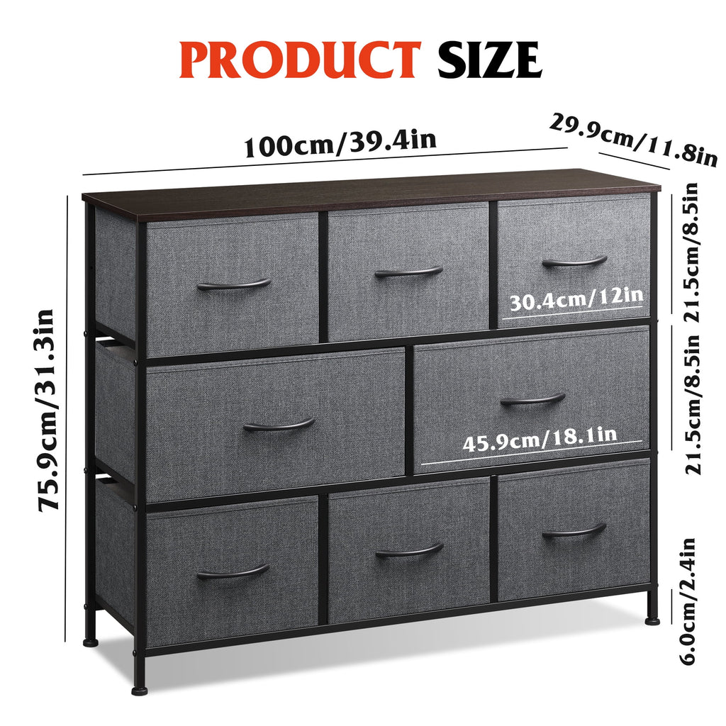 GALAXHERO 8 Drawer Dresser, Fabric Storage Unit for Bedroom, Large Drawer Chest for Entryway & Living Room, 59" x 30" x 16"