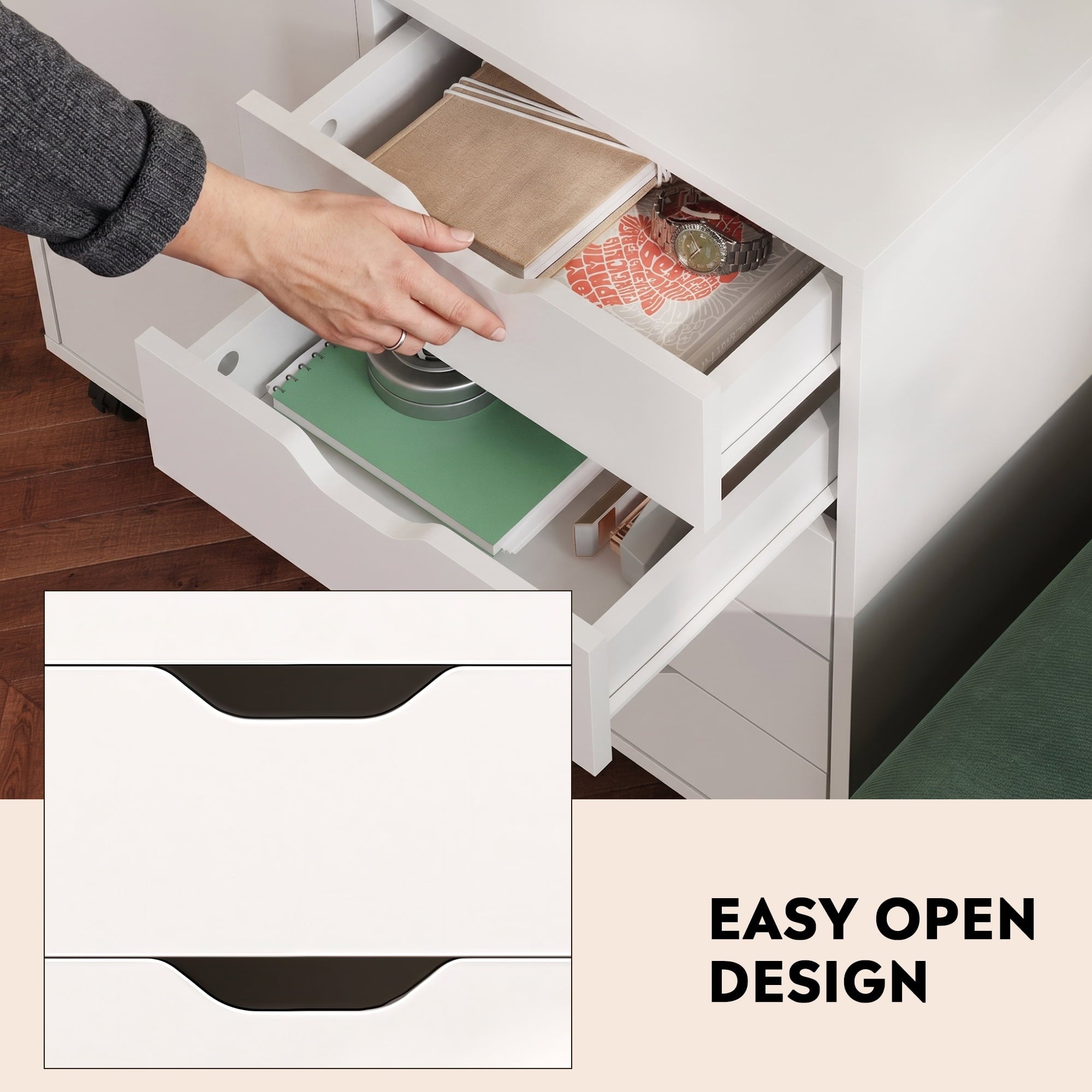 GALAXHERO 5-Drawer Storage Cabinet, Mobile Printer Stand Filing Cabinet for Home Office Cabinet, Wood File Cabinet