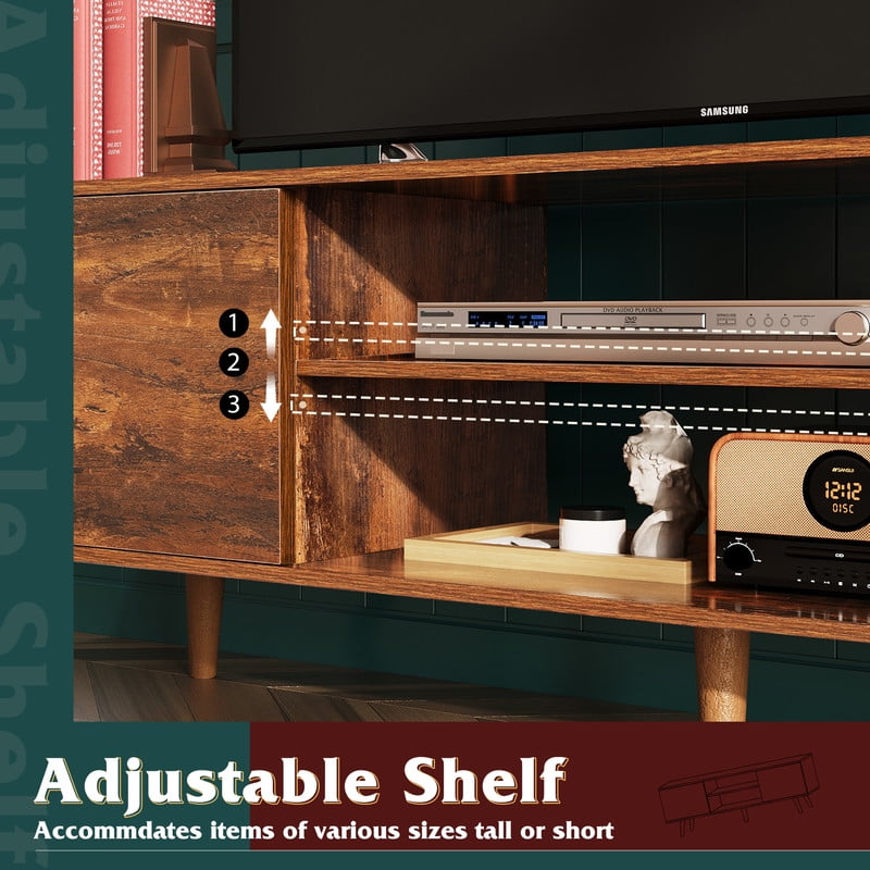 GALAXHERO TV Stand for 55 60 inch TV Rustic Entertainment Center with Storage Cabinets TV Console for Living Room, Long TV Cabinet