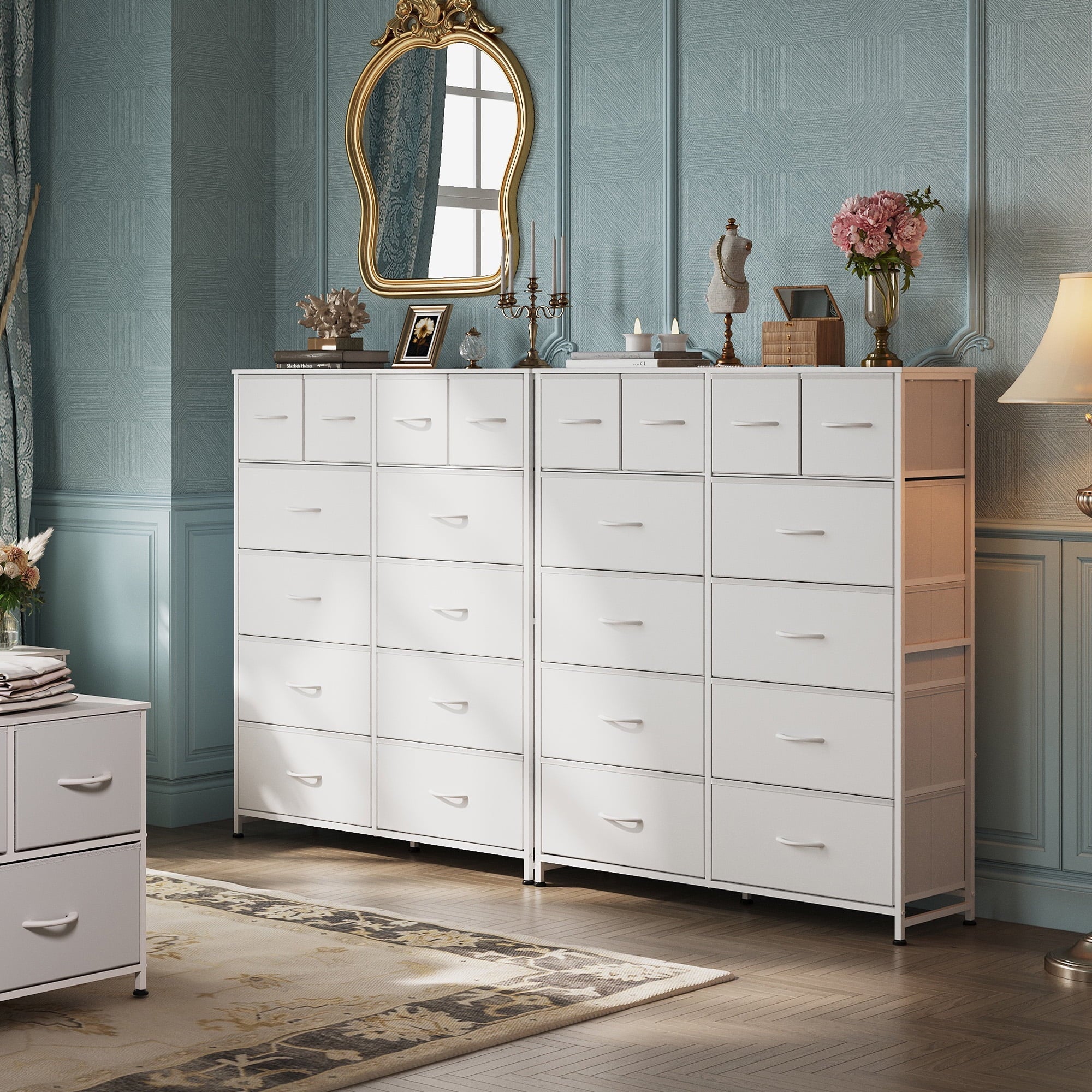 GALAXHERO 12-Drawer Tall Fabric Dresser with Wood Top and Steel Frame, Storage Chest of Drawers for Bedroom, Closet