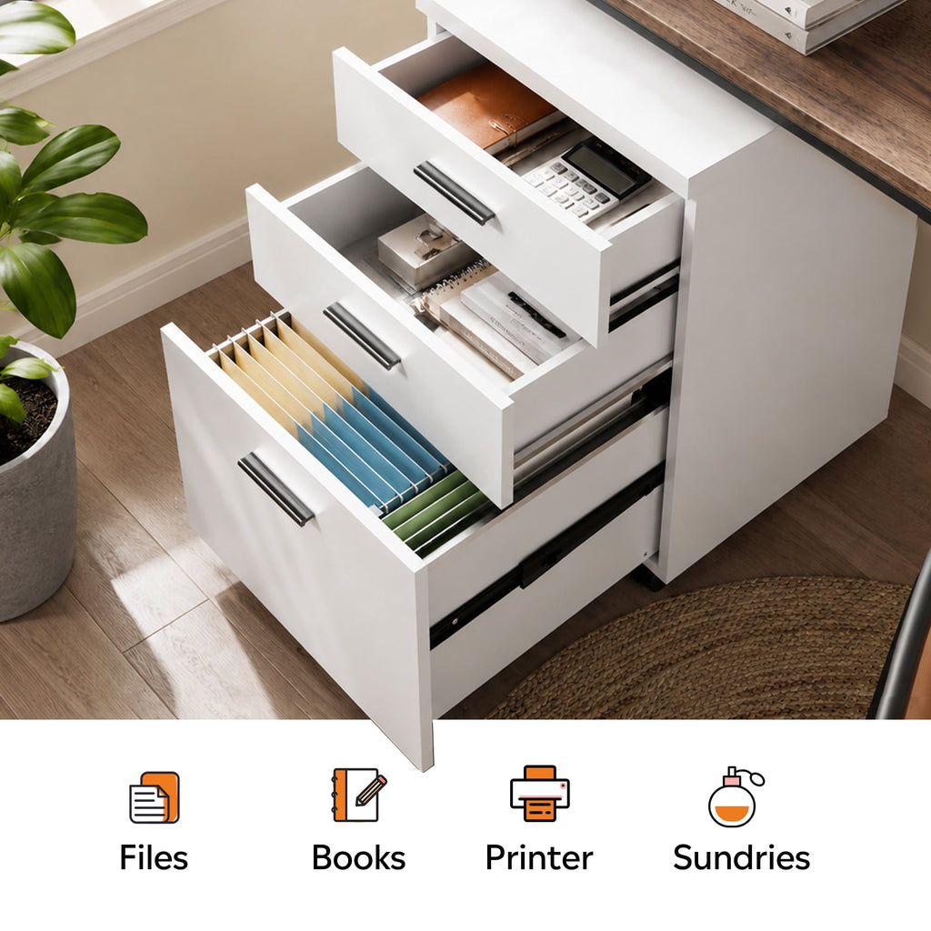 GALAXHERO 3 Drawer Storage Cabinet, Wood Rolling File Cabinet with Whells, Printer Stand Filing Cabinet for Home Office, Fit Letter/A4/Legal