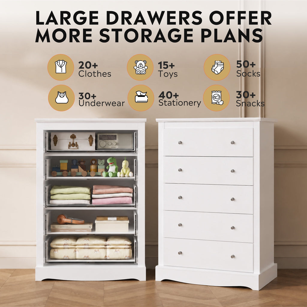 GALAXHERO 5 Drawer Dresser for Bedroom, Retro Wood Chest of Drawers, Tall Dresser with Round Metal Handle for Living Room, Hallway, Closet
