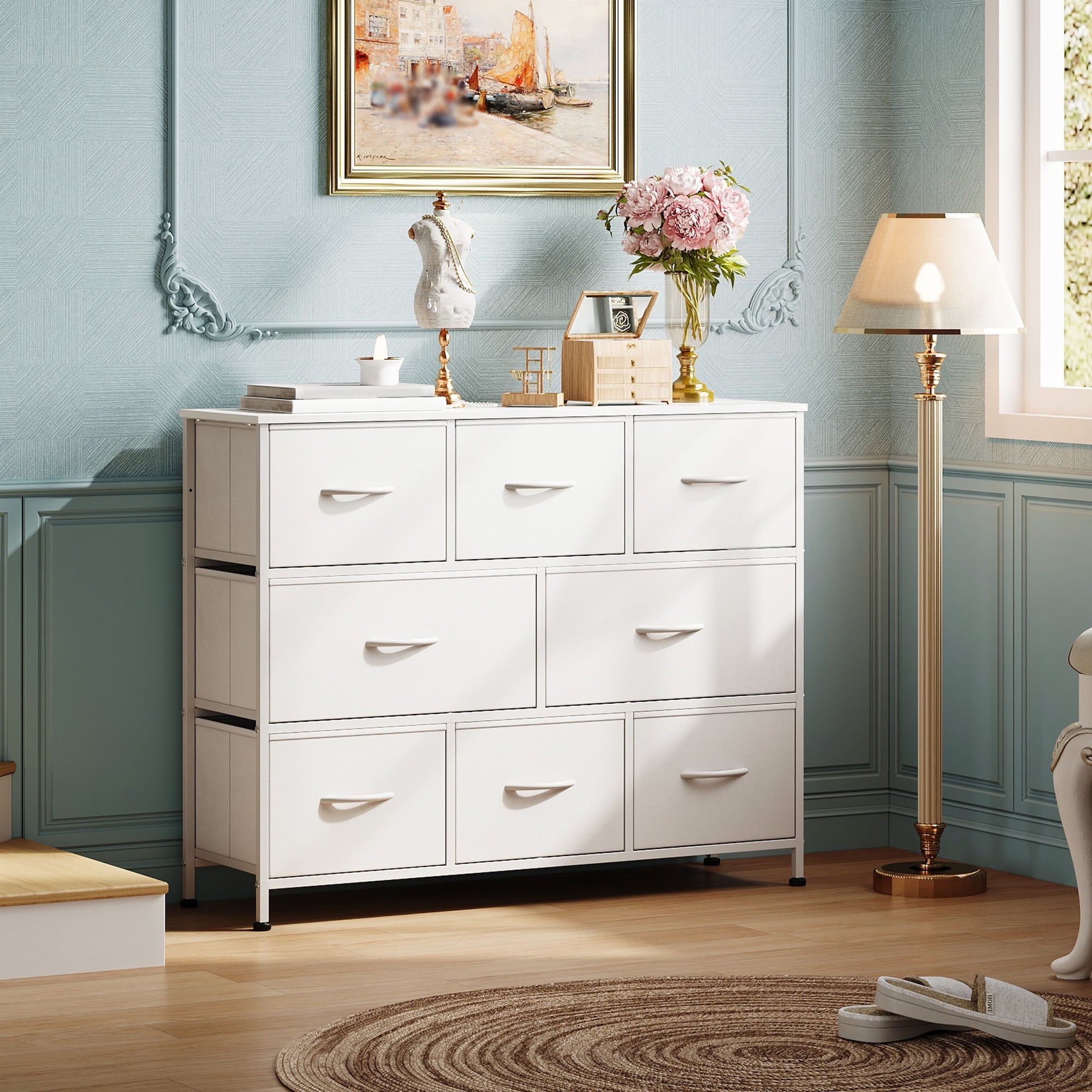 GALAXHERO 8 Drawer Dresser, Fabric Storage Unit for Bedroom, Large Drawer Chest for Entryway & Living Room, 59" x 30" x 16"