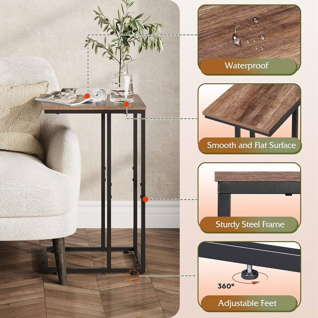 GALAXHERO C-Shaped End Table Small Side Table for Couch Sofa C Table for Living Room, Bedroom