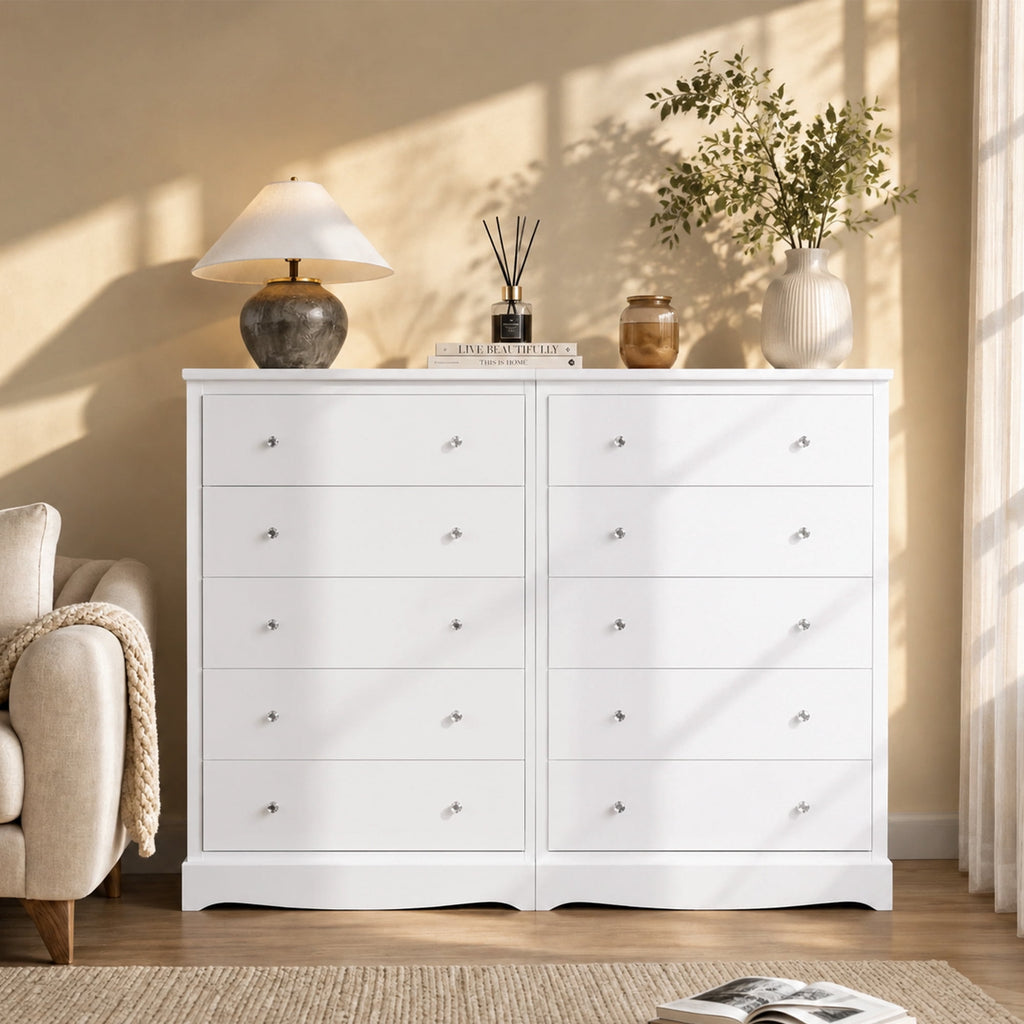 GALAXHERO 5 Drawer Dresser for Bedroom, Retro Wood Chest of Drawers, Tall Dresser with Round Metal Handle for Living Room, Hallway, Closet