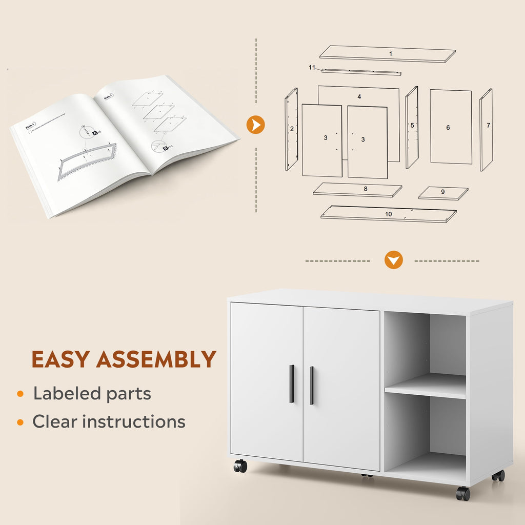 GALAXHERO Wood Storage Cabinets with Doors and Shelves, Lateral File Cabinet & Printer Stand with Storage for Home Office