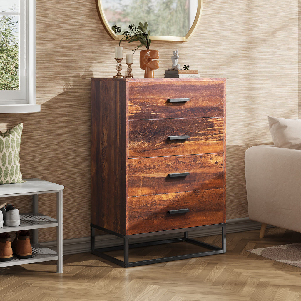 GALAXHERO 4 Drawer Dressers for Bedroom, Wooden Chest of Drawers for Closet, Living Room, Hallway
