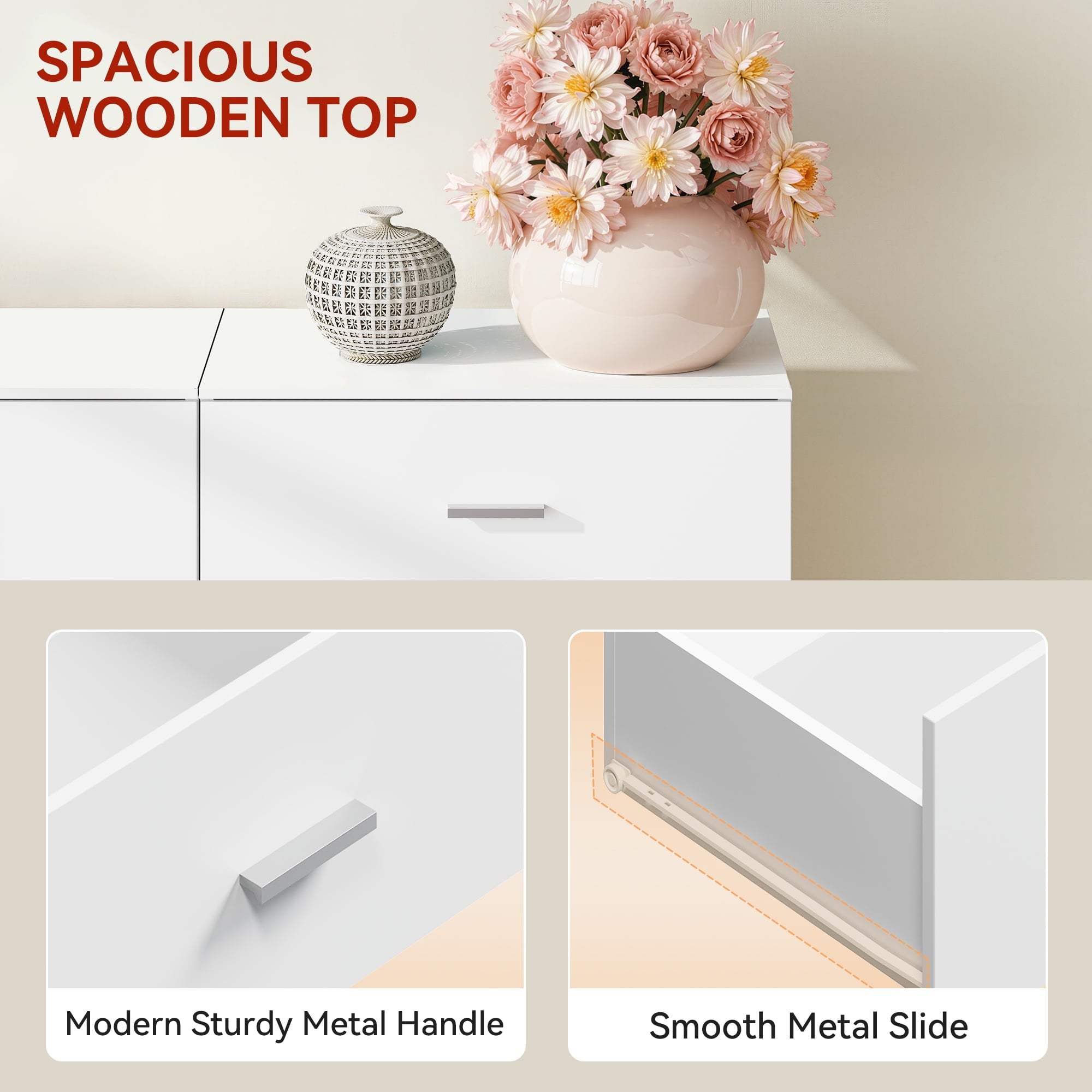 GALAXHERO 5 Drawers Dresser, Chest of Drawers for Bedroom, Tall Wood Storage Cabinet with Metal Handle for Living Room, Closet, Hallway