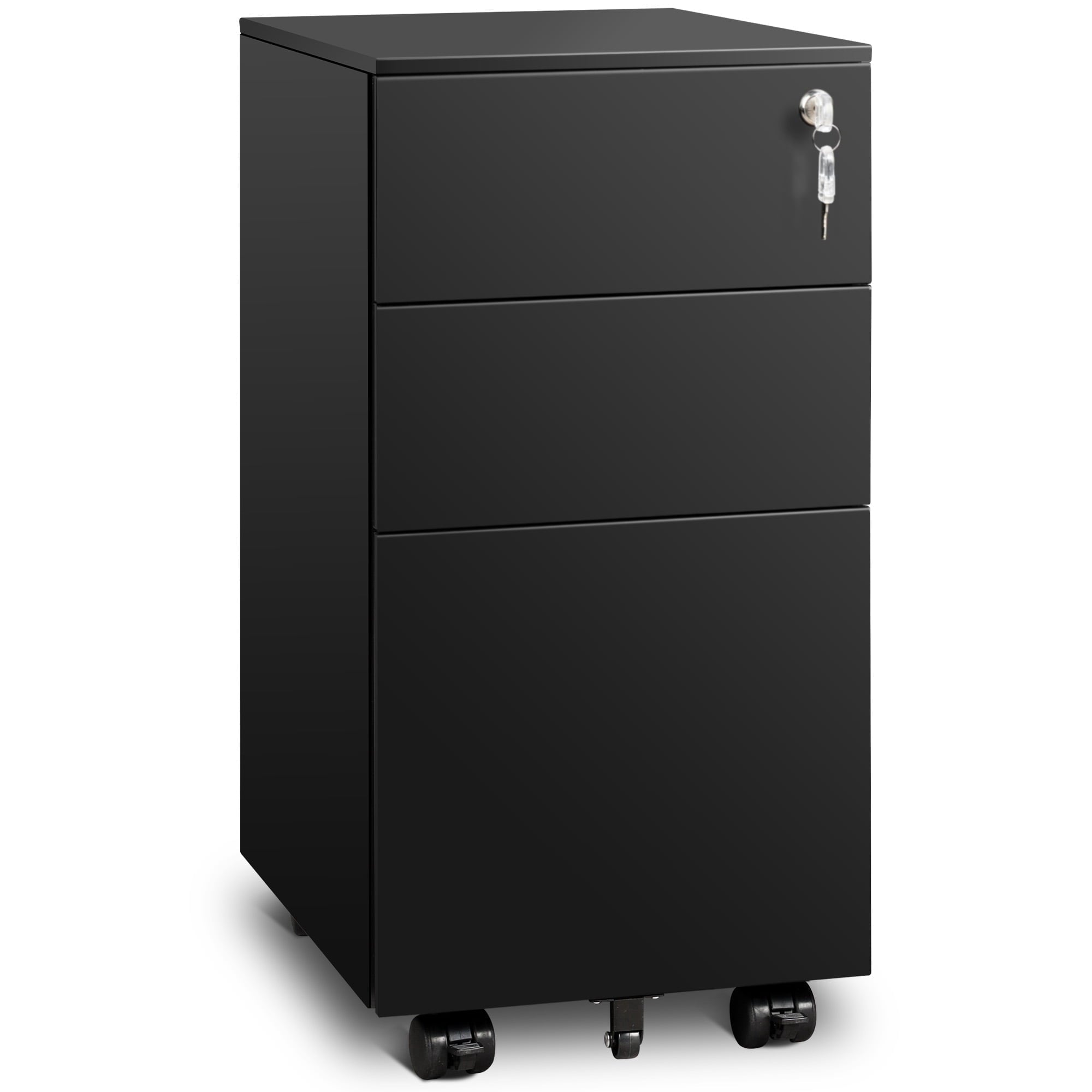 GALAXHERO 3-Drawer File Cabinet, Vertical Metal Filing Cabinet with Lock, Mobile Office Cabinet with Drawers for Home Office, Legal,Letter, A4-Size Files