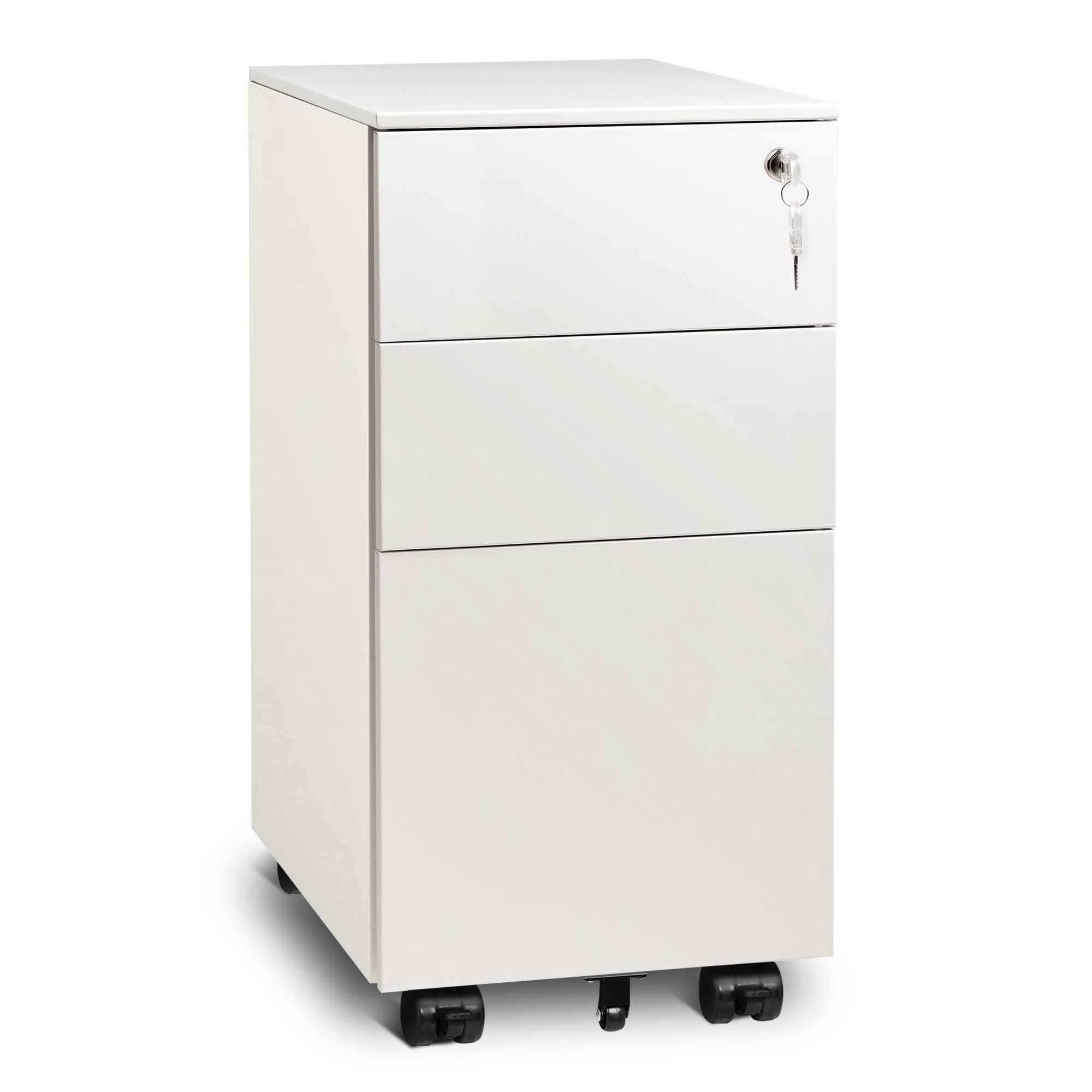 GALAXHERO 3-Drawer File Cabinet, Vertical Metal Filing Cabinet with Lock, Mobile Office Cabinet with Drawers for Home Office, Legal,Letter, A4-Size Files