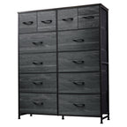 GALAXHERO 12-Drawer Tall Fabric Dresser with Steel Frame, Large Storage Chest of Drawers for Bedroom, Closet, Rustic Brown Wood Grain Print