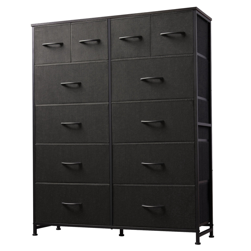 GALAXHERO 12-Drawer Tall Fabric Dresser with Wood Top and Steel Frame, Storage Chest of Drawers for Bedroom, Closet