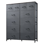 GALAXHERO 12-Drawer Tall Fabric Dresser with Steel Frame, Large Storage Chest of Drawers for Bedroom, Closet, Rustic Brown Wood Grain Print