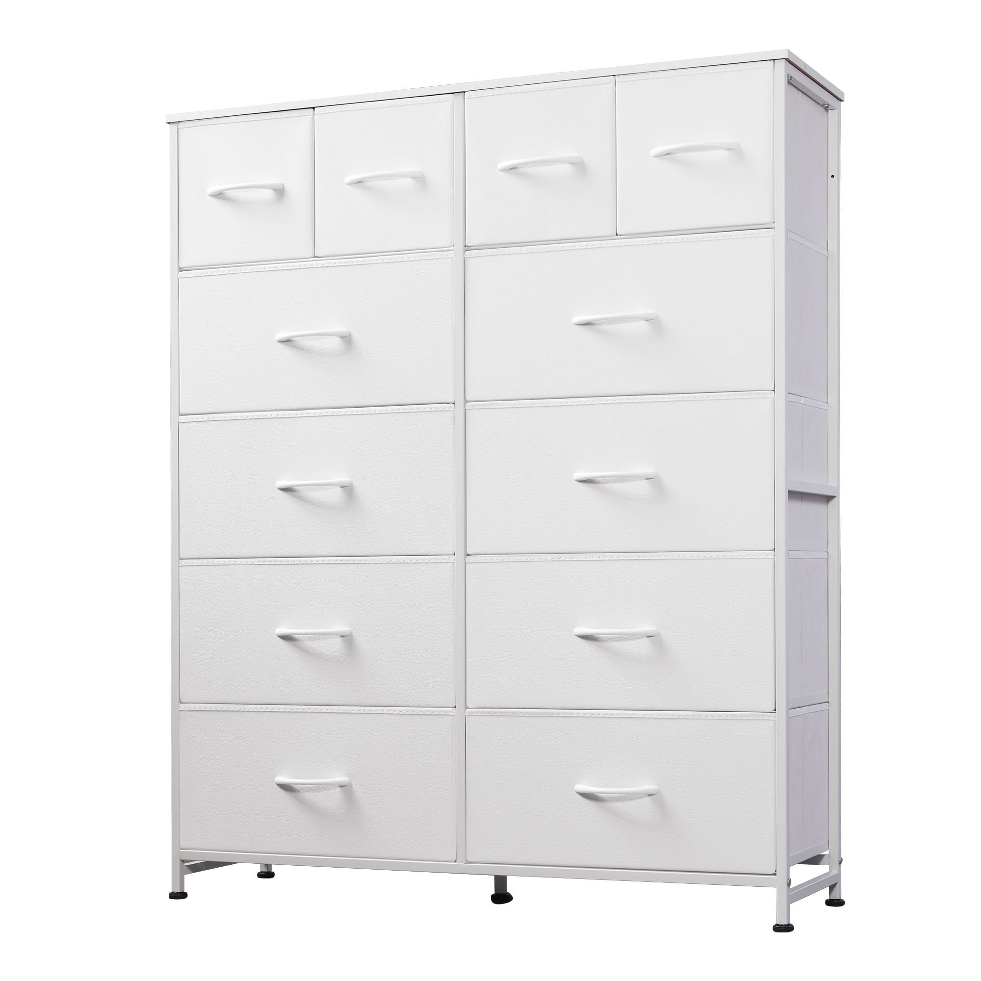 GALAXHERO 12-Drawer Tall Fabric Dresser with Steel Frame, Large Storage Chest of Drawers for Bedroom, Closet, Rustic Brown Wood Grain Print