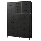 GALAXHERO 16-Drawer Tall Fabric Dresser Organizer Unit, Large Storage Chest of Drawers with Fabric Bins for Bedroom, Closet, Hallway, Charcoal Black Wood Grain Print
