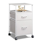 GALAXHERO 2 Drawer File Cabinets, Mobile Printer Stand with Storage Shelf for Home/Office/A4 /Letter, White
