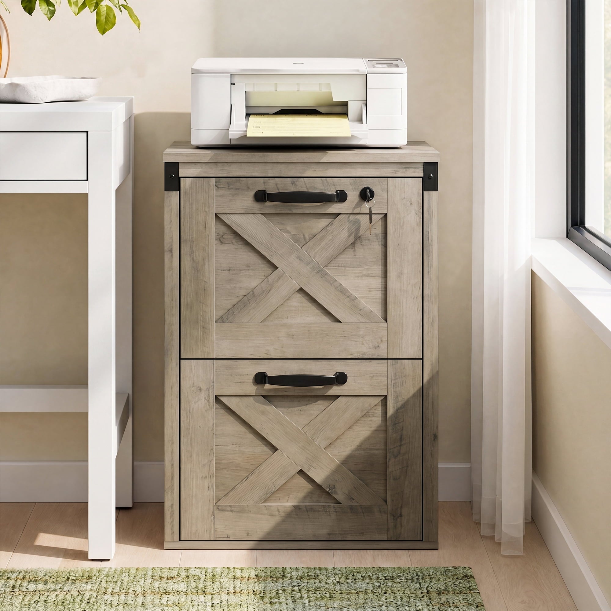 GALAXHERO 2 Drawer File Cabinet with Lock and Key, Wood Filing Cabinet for Home Office, File Cabinet Organizer, FSC-Certified Office Storage Cabinet