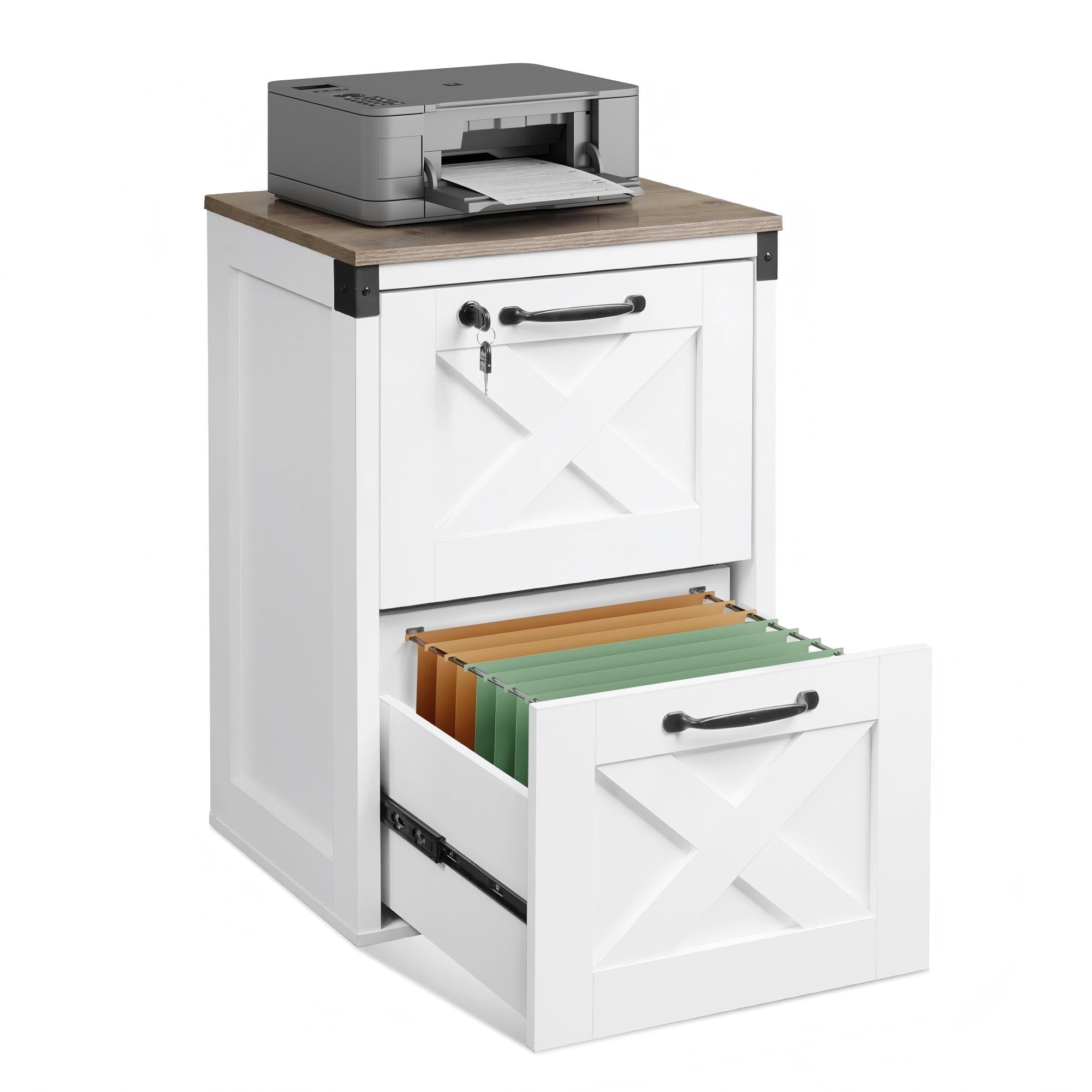 GALAXHERO 2 Drawer File Cabinets with Lock, Wood Filing Cabinet for Home Office, Farmhouse Office Organizer
