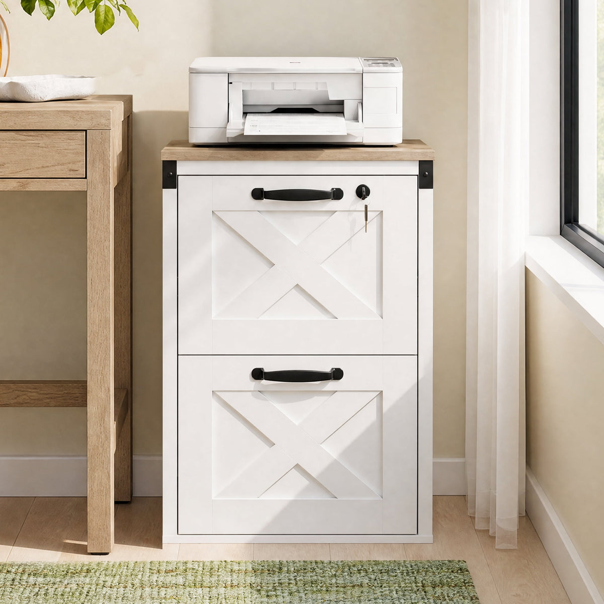 GALAXHERO 2 Drawer File Cabinet with Lock and Key, Wood Filing Cabinet for Home Office, File Cabinet Organizer, FSC-Certified Office Storage Cabinet