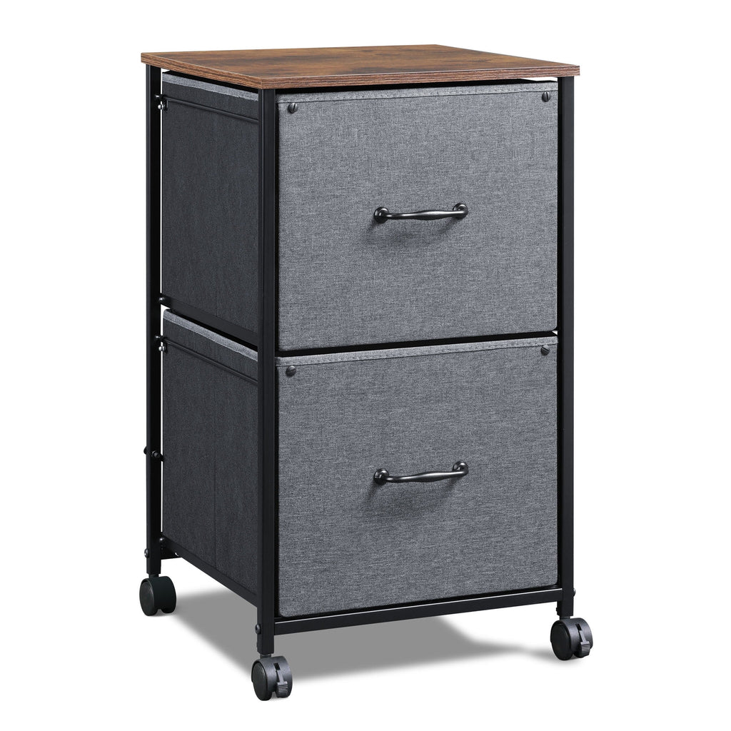GALAXHERO Filing Cabinet 2 Drawer Mobile Printer Stand for Home Office, Rolling Fabric Vertical File Cabinet, Fits A4 or Letter Size, Black