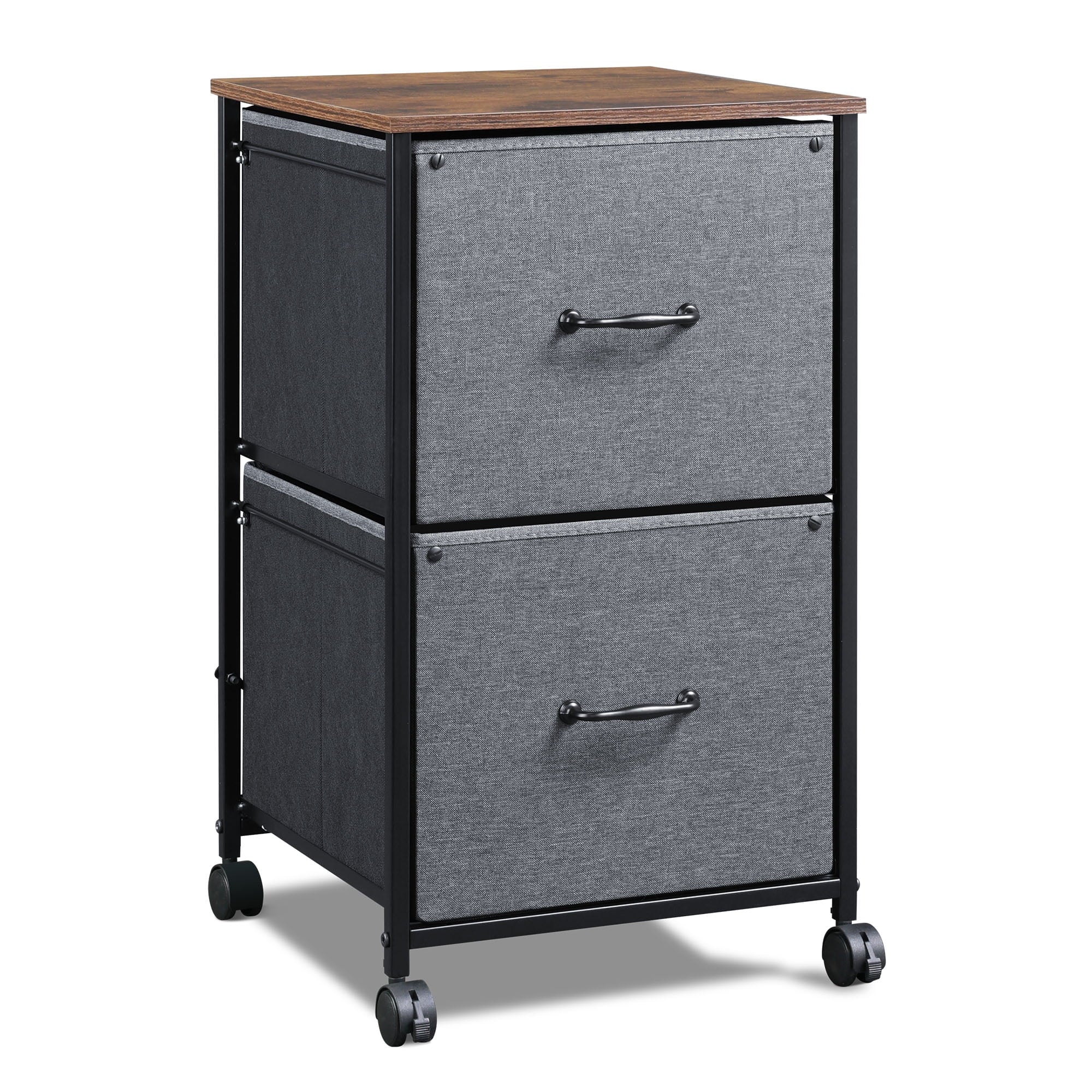 GALAXHERO Filing Cabinet 2 Drawer Mobile Printer Stand for Home Office, Rolling Fabric Vertical File Cabinet, Fits A4 or Letter Size, Black