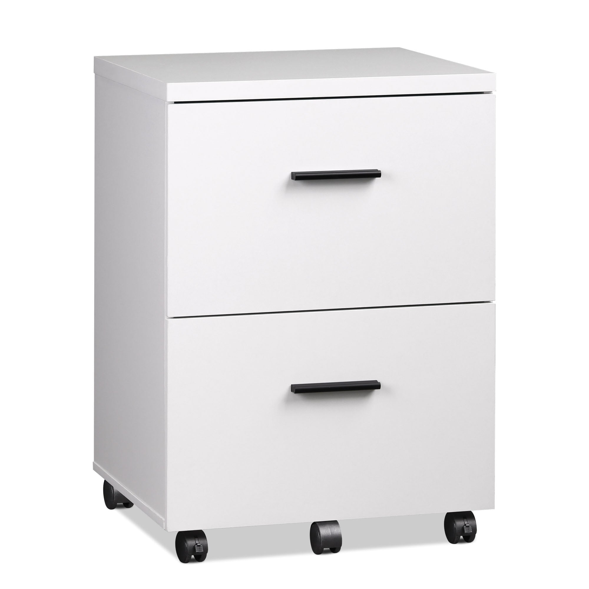 GALAXHERO 2-Drawer Wood File Cabinet, Vertical Filing Cabinet with Wheels for Home Office, Fits A4/Letter/Legal Size Files, White