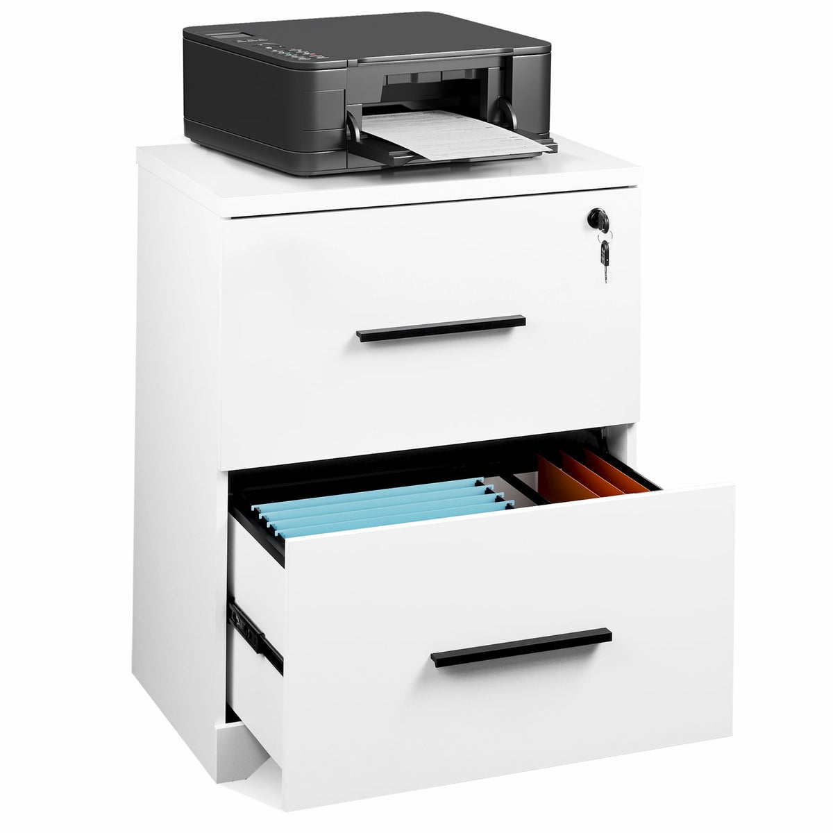 GALAXHERO 2-Drawer Lateral File Cabinet, Wide Wood Cabinets for Home Office with Lock for Home Office, Anti-tilt function, Fits Legal/Letter Size