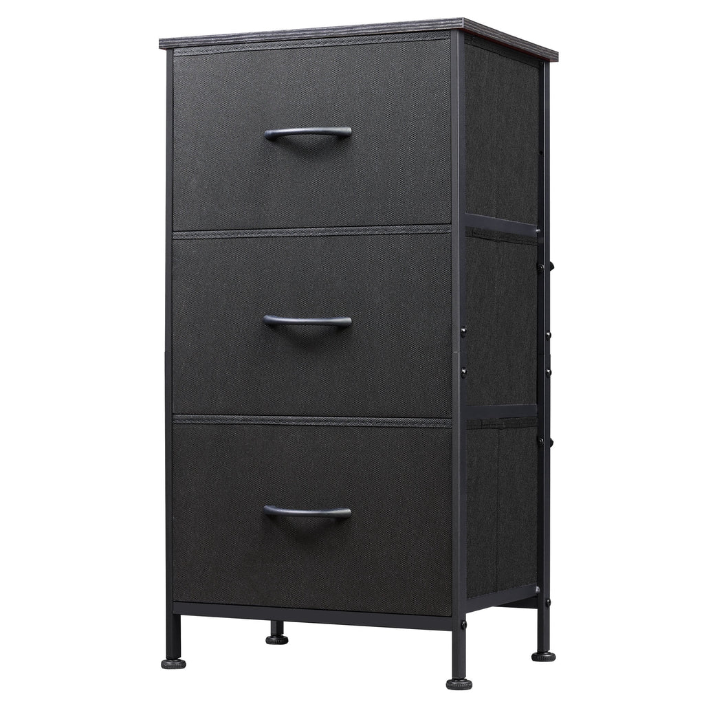 GALAXHERO 3 Drawer Nightstand, Fabric Storage Dresser Sturdy Steel Frame with Wood Top
