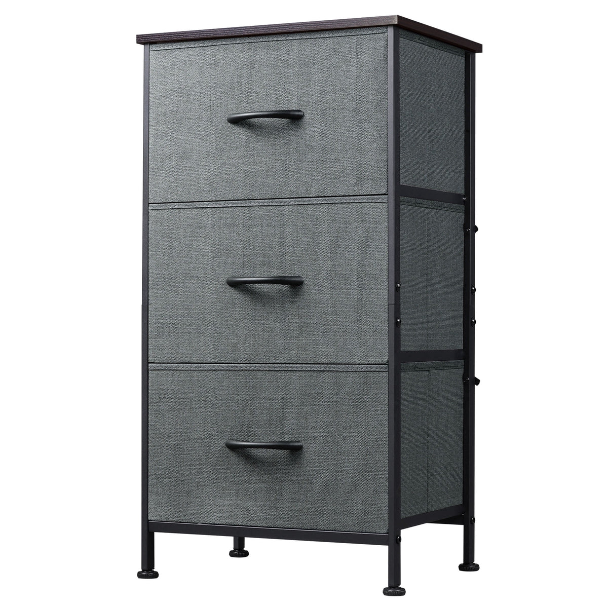 GALAXHERO 3 Drawer Nightstand, Fabric Storage Dresser Sturdy Steel Frame with Wood Top