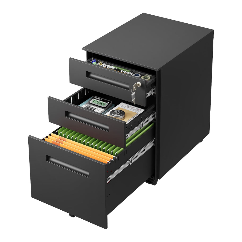 GALAXHERO 3-Drawer Mobile File Cabinet (Under Office Desk), Assembled Except Casters, Fits Letter/Standard Sizes