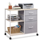 GALAXHERO 3-Drawer Mobile File Cabinet with Storage Shelf, Rolling Fabric Filing Cabinet and Printer Stand, Black
